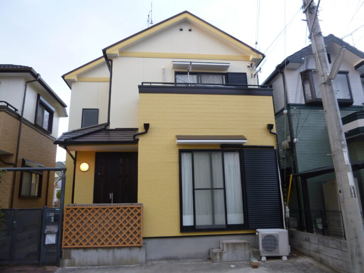 神戸市のリフォーム 外壁・屋根塗装施工 – イエローがキュートな兵庫県 神戸市のY様邸